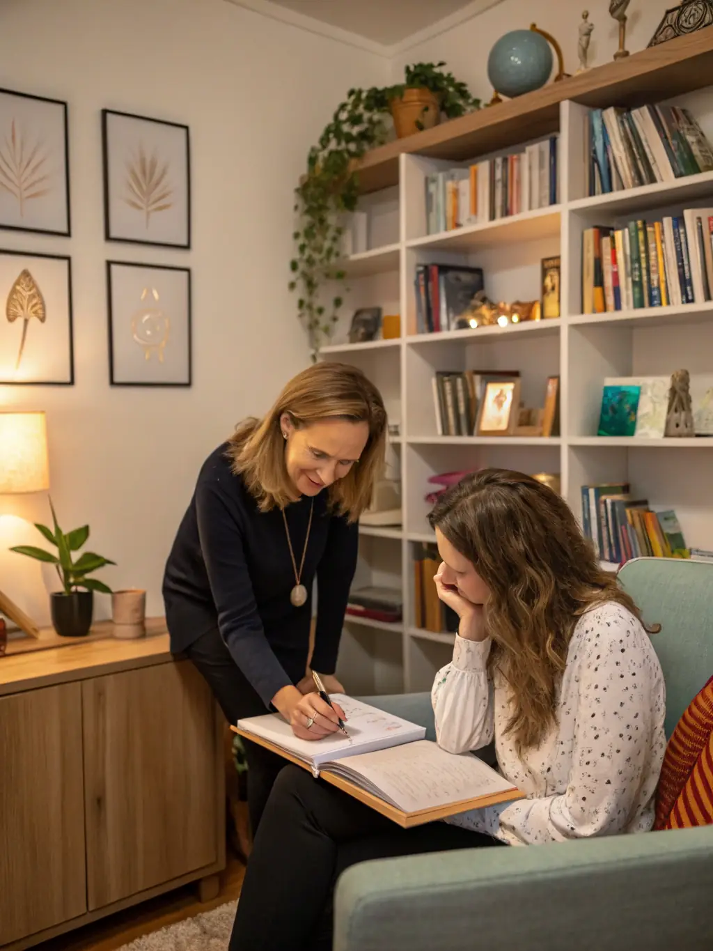 A coach providing one-on-one guidance to an executive, focusing on problem-solving and decision-making skills.